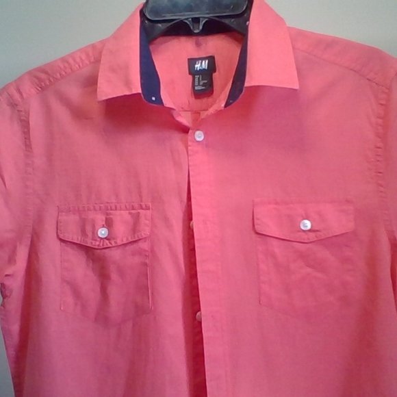 H&M red button men short sleeve size small - Picture 5 of 5